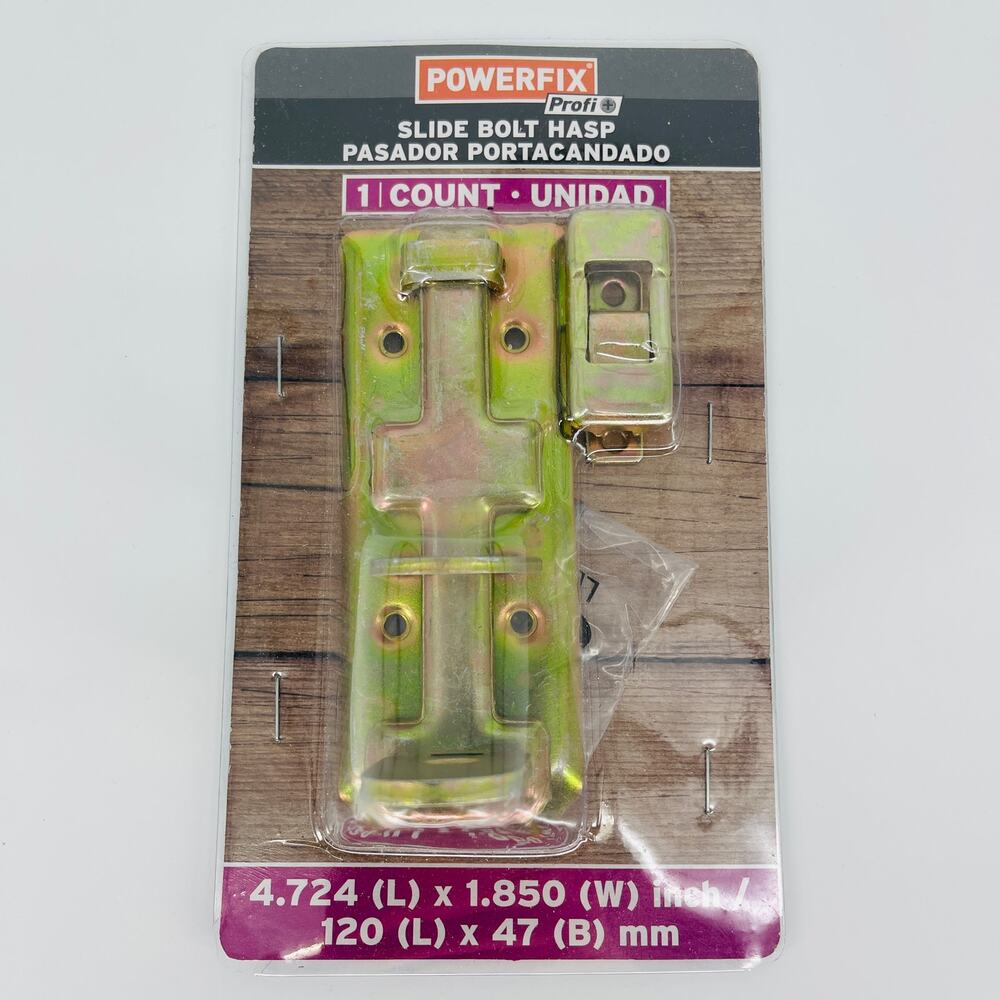Powerfix Profi Galvanized Steel Slide Bolt Hasp Set Including Screws New/Sealed
